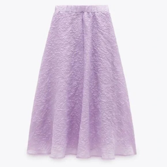 Zara Lavender Textured Midi Skirt, Size XS NWT - Picture 8 of 14
